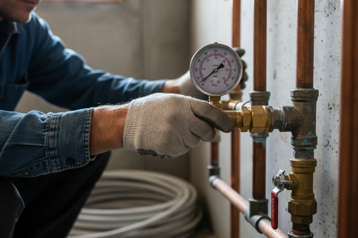 Pressure testing a repaired line during Water Line Repair in Dundas